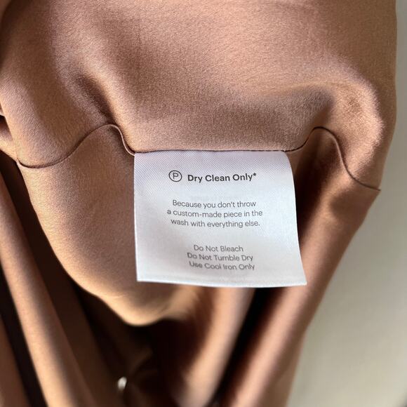 NEW Fame and Partners Dress Francois Bronze Satin Draped Maxi Gown Size 14 - Picture 9 of 10